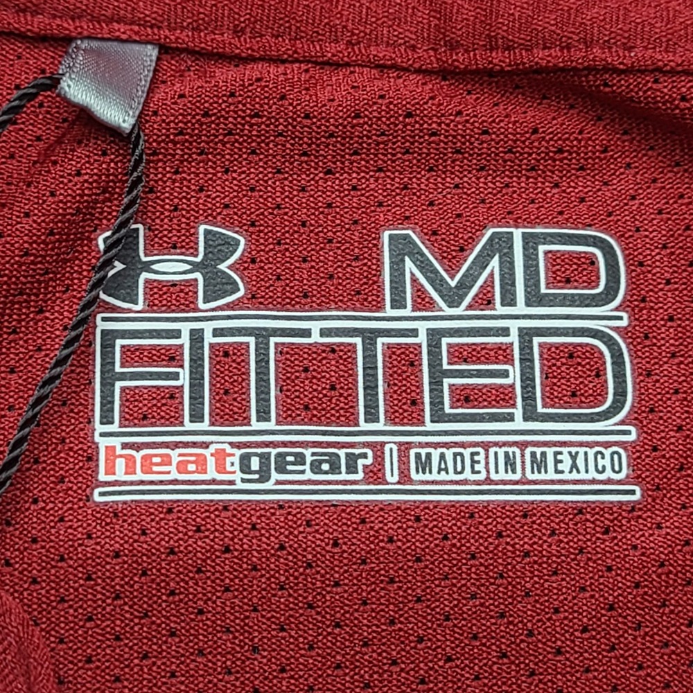 Under Armour Golf Shirt Mens MD Red New HeatGear Fitted Long Sleeve - Picture 5 of 8